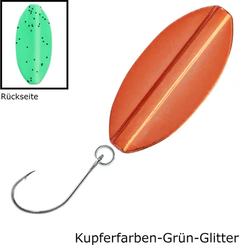 Balzer Metallica Inliner Spoon 2.5cm 1.9g Kupferfarben-Grün-Glitter