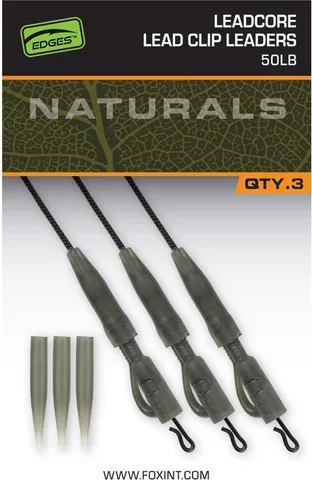 Fox Naturals Leadcore PG Lead Clip Leaders 75cm 23kg 3Stk