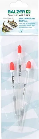 Balzer Kristallposen-Sortiment Float Set 3pcs 2–5g Transparent Red Tip