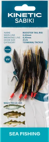 Kinetic Sabiki Rooster Tail Ready-made Rigs #2/0 130cm Black Copper Flash