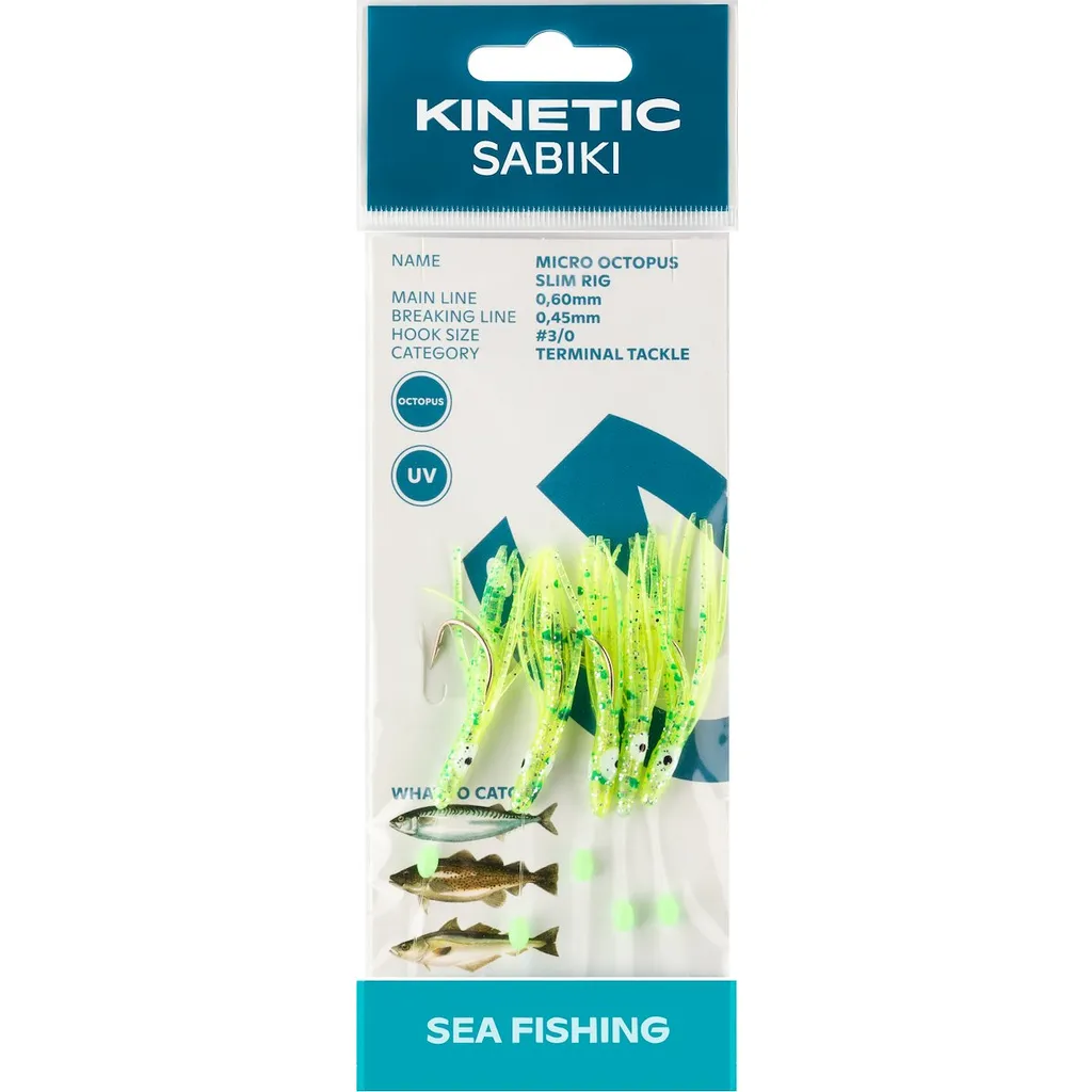 Kinetic Sabiki Micro Octopus Slim Fertigvorfach 250 130cm 0.6kg #3/0 Yellow UV