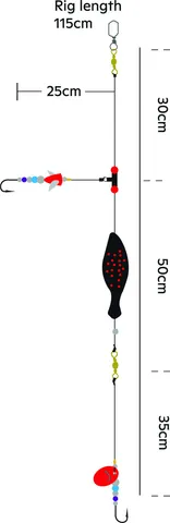 Kinetic Sabiki Jay Flounder Inline Fertigvorfach 60g 110cm #1