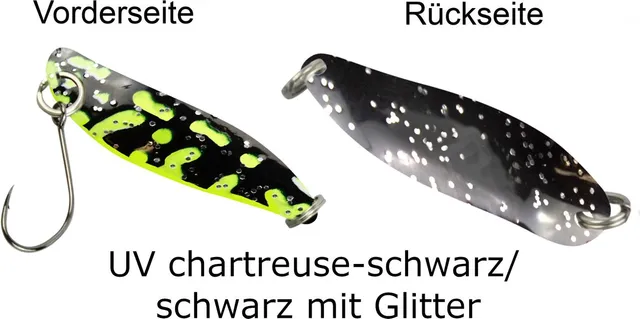 FTM Spoon Hammer 3.3cm 2.4g UV Chartreuse-Schwarz/Schwarz Mit Glitter