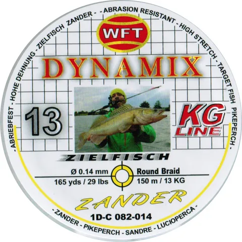 WFT Round Dynamix Zander Geflochtene Schnur 0.14mm 13kg 150m Yellow
