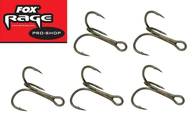 Fox Rage Powerpoint Treble Hooks #8 5pcs Black Claw Point