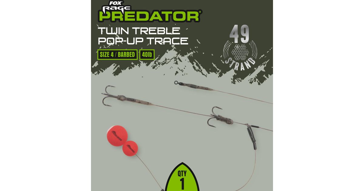 Fox Rage Predator Twin Treble Pop-Up Trace #4 18.14kg