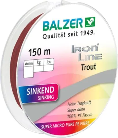 Balzer Ironline Trout Geflochtene Schnur Sinkend 0.06mm 4.1kg 150m Dunkelrot