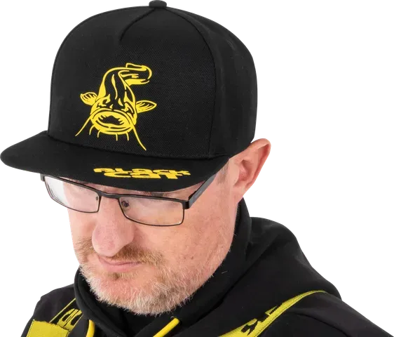 Black Cat Black Flat Peak Cap 50% Polyester / 50% Cotton