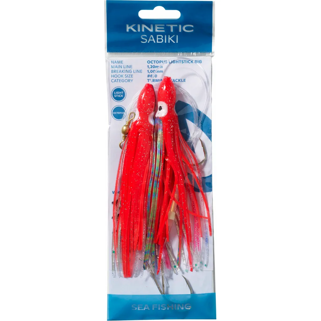 Kinetic Sabiki Octopus Lightstick Fertigmontage 130cm #6/0 Red Blue