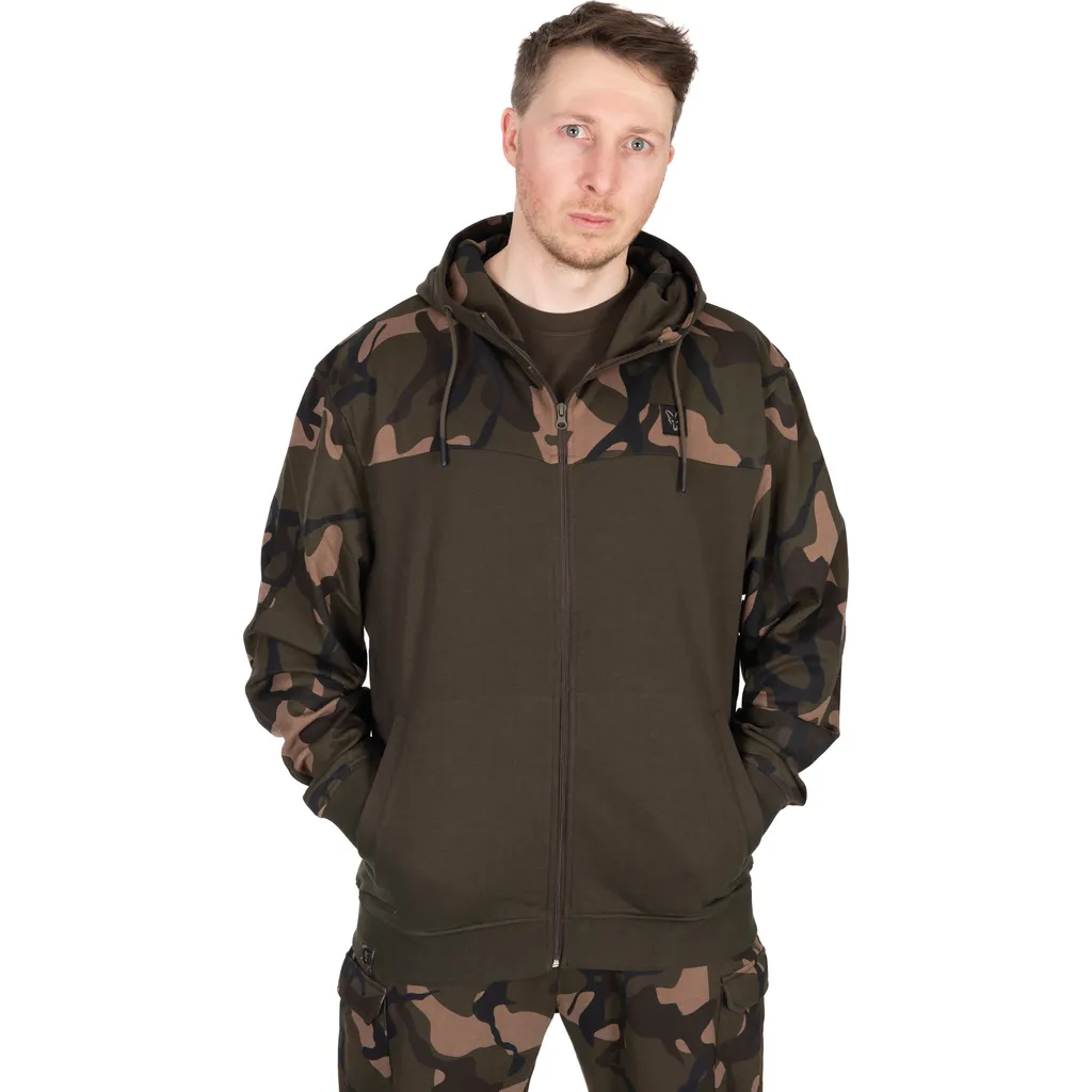 Fox LW Khaki/Camo Split Zip Kapuzenpullover XL