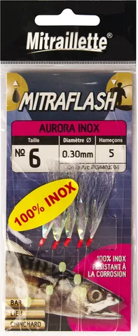 Ragot Mitraflash Aurora Makrelenvorfach 5 Haken Größe 2 0,40 mm Inox