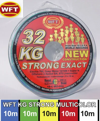 WFT KG Strong Exact Geflochtene Schnur 0.22mm 32kg 480m Multicolor
