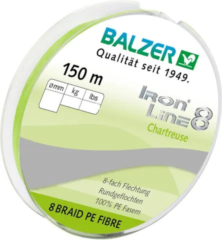 Balzer Iron Line Chartreuse Geflochtene Angelschnur 0.30mm 34.8kg 150m