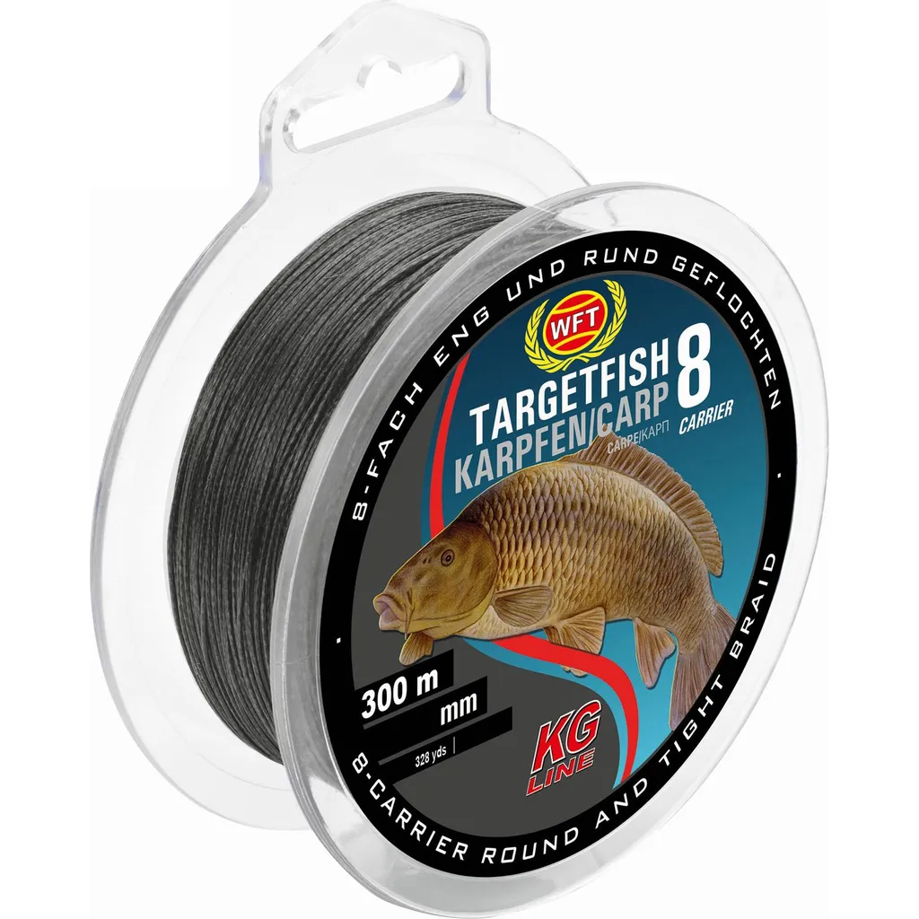 WFT TF8 Karpfen Geflochtene Schnur 0,22mm 20kg 300m Schwarz