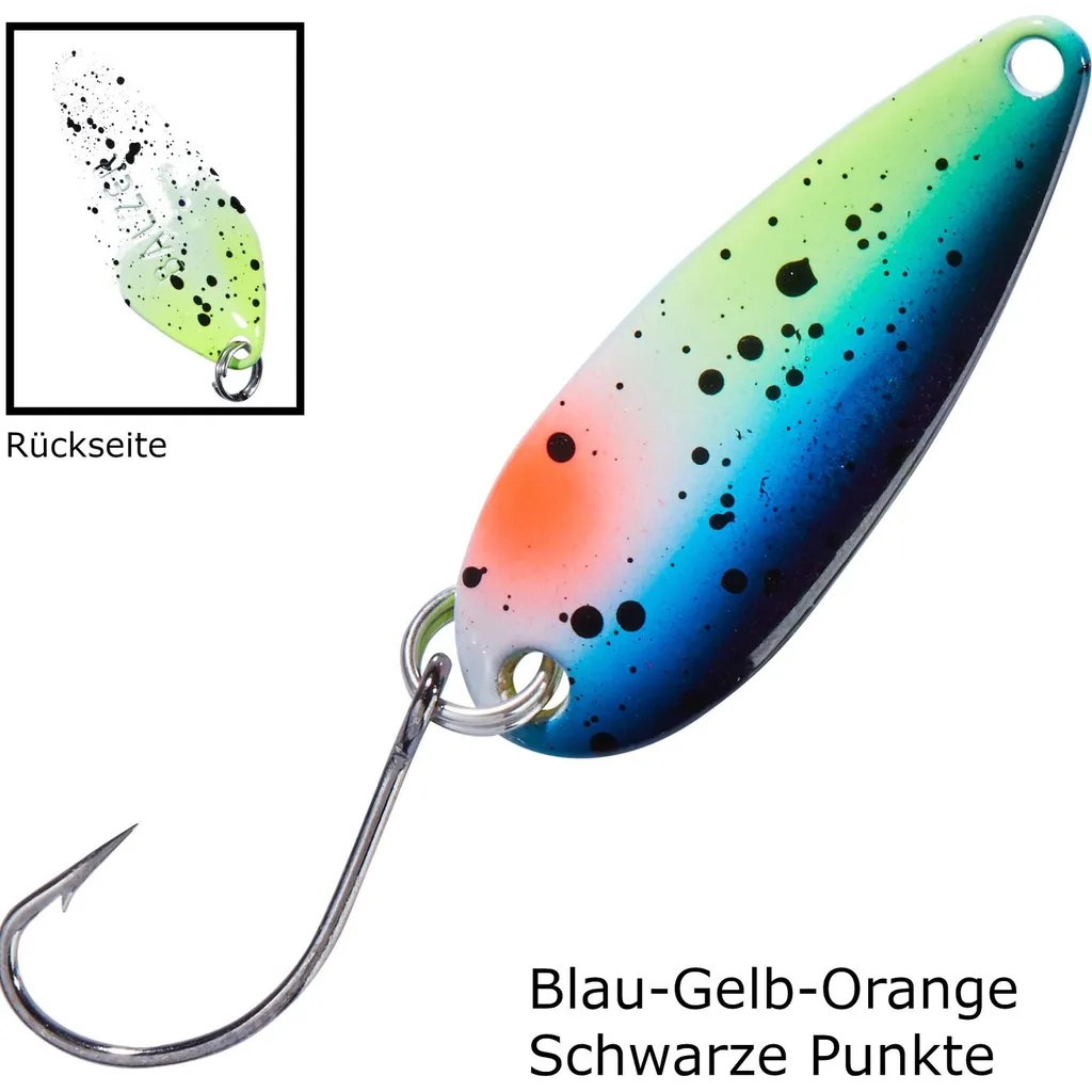 Balzer Spoon Swindler Blinker Blau Gelb Orange Schwarze Punkte 2,3g