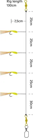 Kinetic Sabiki Hokkai Ready-made Rigs 130cm 0.45kg #5 Copper Flash