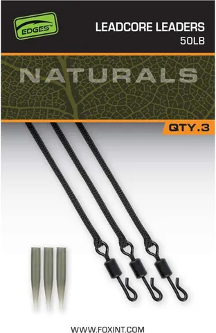Fox EDGES Naturals Leadcore Leaders Fertige Montagen 75cm 50lb x3