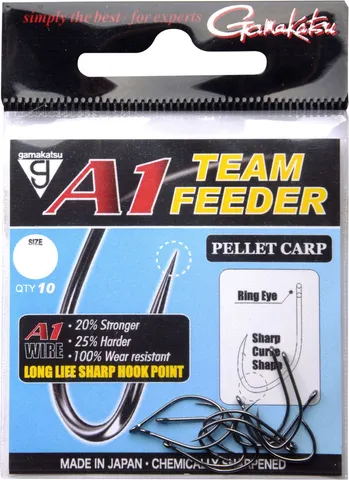 Gamakatsu A1 Team Feeder Eyed Hooks Pellet Carp #10