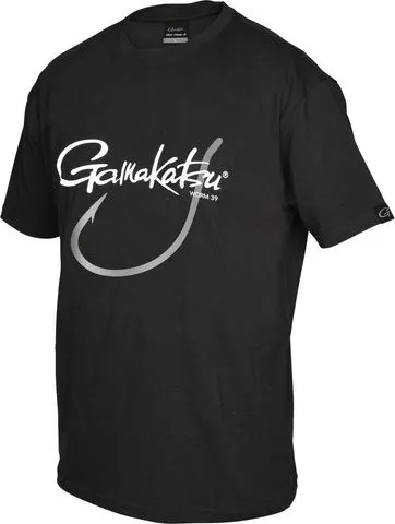 Gamakatsu T-Shirt Worm 39 Black 95% Cotton 5% Elastane Short Sleeve