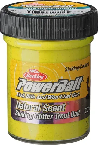 Berkley PowerBait Sinking Glitter Forellenteig 65g Sonnenschein Gelb Glitter
