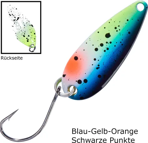 Balzer Spoon Swindler 2.3g Blau-Gelb-Orange-Schwarze Punkte