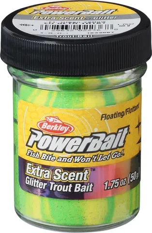 Berkley PowerBait Glitter Forellenpaste 50g Fluo Grün/Gelb