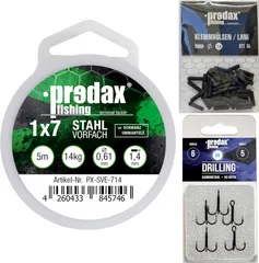 Predax Stahlvorfach 1x7 Vorfach 5m 14kg 6 Triple Hook