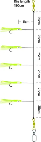Kinetic Sabiki Mini Blekksprut #2/0 150cm 0,7mm Glow