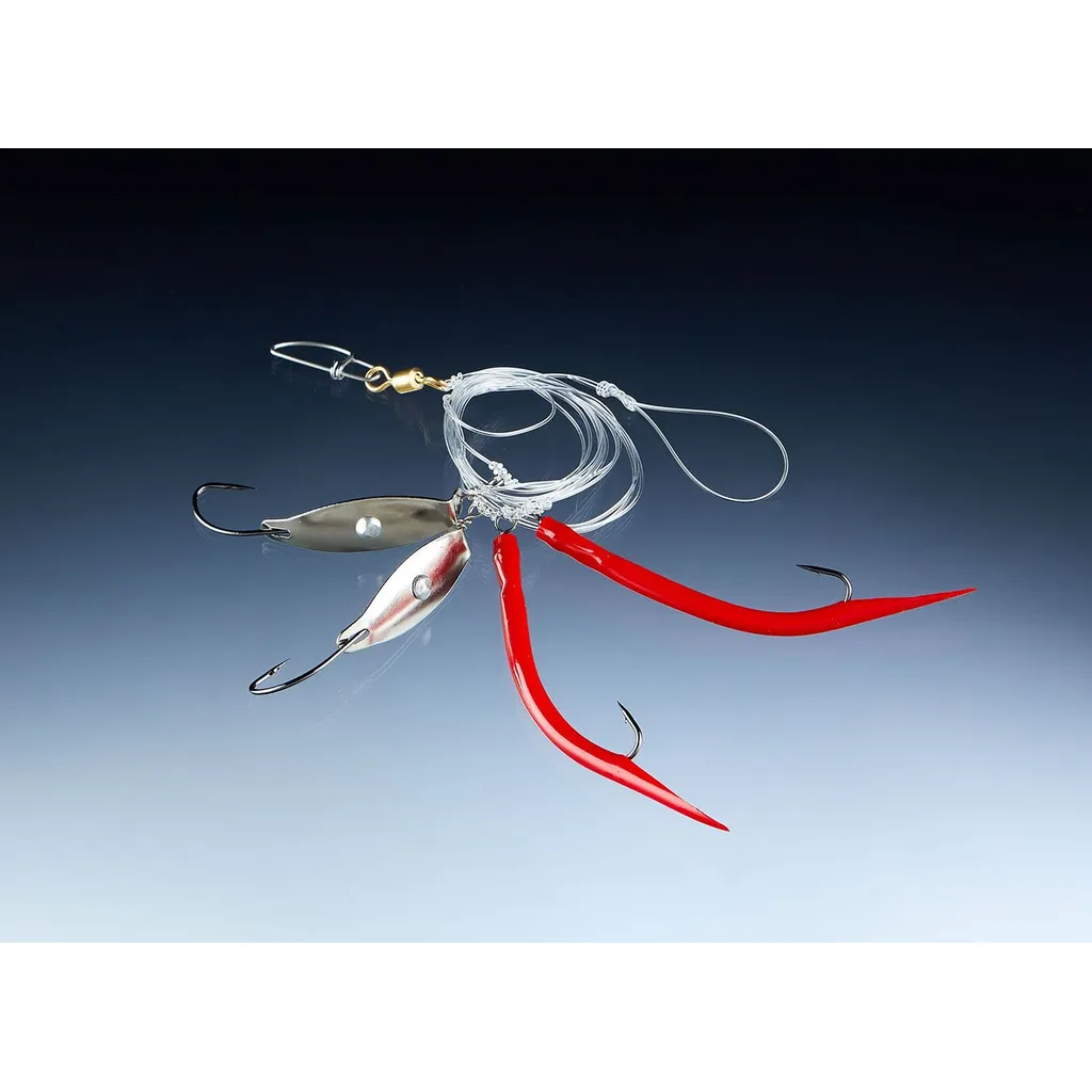 Balzer Gummi Makk-Dorschblinker System Fertiges Vorfach #4/0 165cm Weinrot