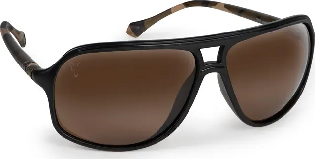Fox AV8 Polarized Glasses Black Frame Camo Arms Brown