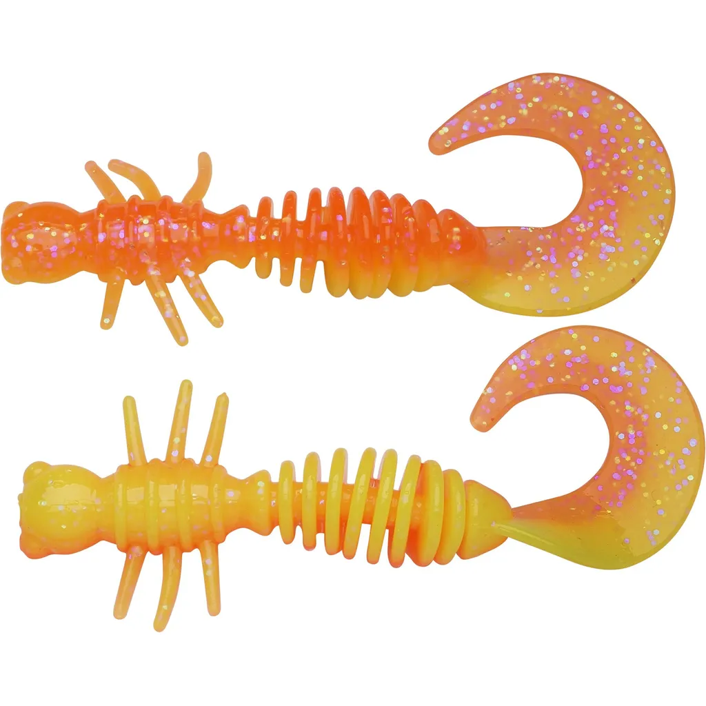 Berkley PowerBait Power Curly Gummiköder 5.5cm Fluorescent Orange Sunshine Yellow