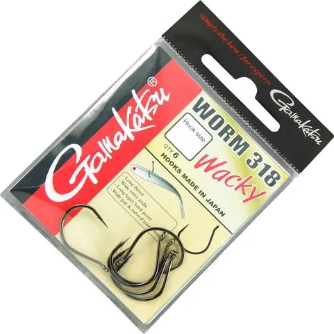 Gamakatsu Wacky 318 Haken 3/0 6 Black Jig Hook