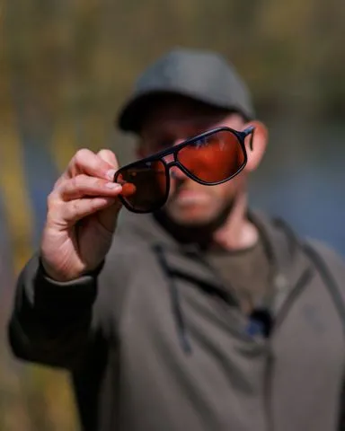 Fox AV8 Polarized Glasses Black Frame Camo Arms Brown