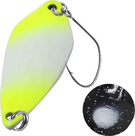 FTM Spoon Tremo 0.9g 2.9cm Neon Yellow Lumi / Black With Glitter Lumi Single Hook