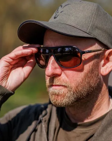 Fox AV8 Polarized Glasses Black Frame Camo Arms Brown