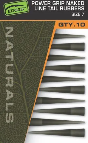 Fox Edges Naturals Power Grip Naked Line Tail Rubbers 7 10pcs Dark Green