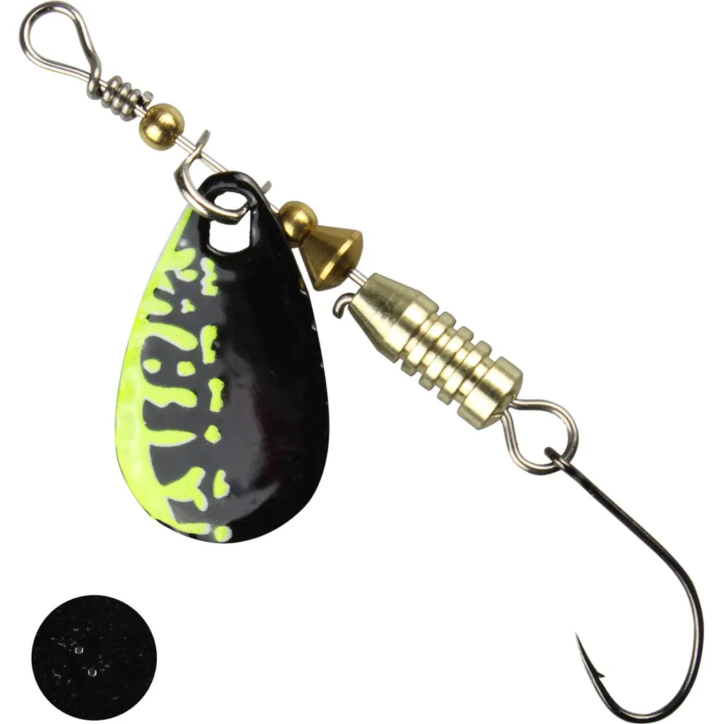 FTM Forellen Blinker Spinner 2.5g Chartreuse Schwarz Schwarz Glitter