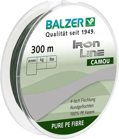 Balzer Iron Line Braided Line 0.22mm 14.2kg 300m Camou Grün