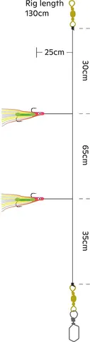 Kinetic Sabiki Octopus Lightstick Ready-Made Rig 130cm #6/0 Gold Orange