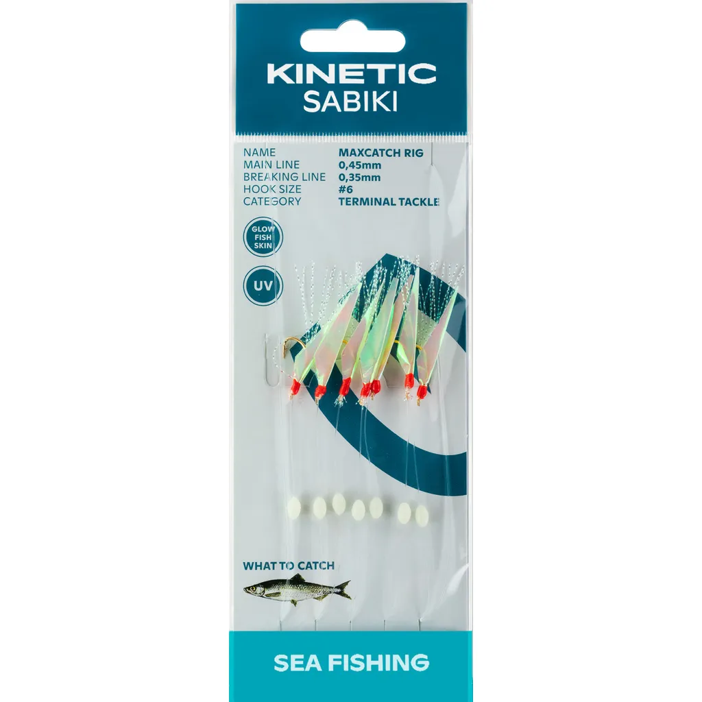 Kinetic Sabiki MaxCatch Fertigmontagen #6 200cm Glow Fishskin Mix