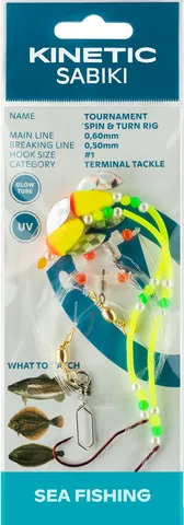 Kinetic Sabiki Tournament Spin&Turn Ready-made rigs #1 120cm 0.6kg Pink Yellow