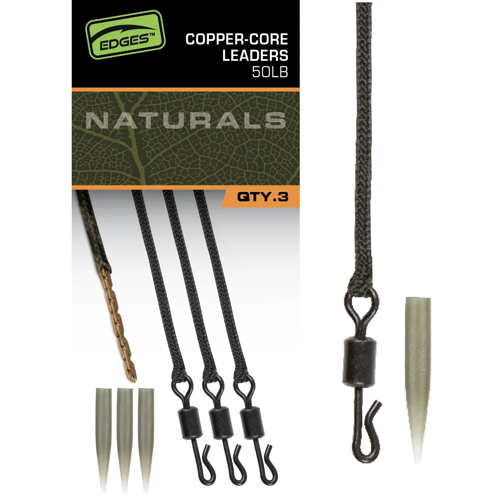 Fox Edges Naturals Copper-Core Leaders 50lb 75cm 3pcs