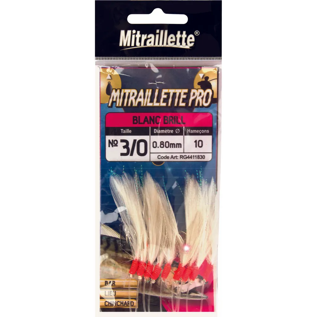 Ragot Mitraillette Special Pro Meeresvorfach #3/0 Weiß Schimmernd 0,80mm