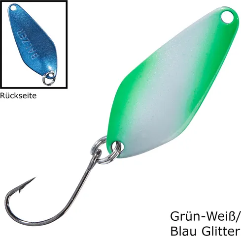 Balzer Spoon Searcher 2.1g Grün-Weiß/Blau Glitter