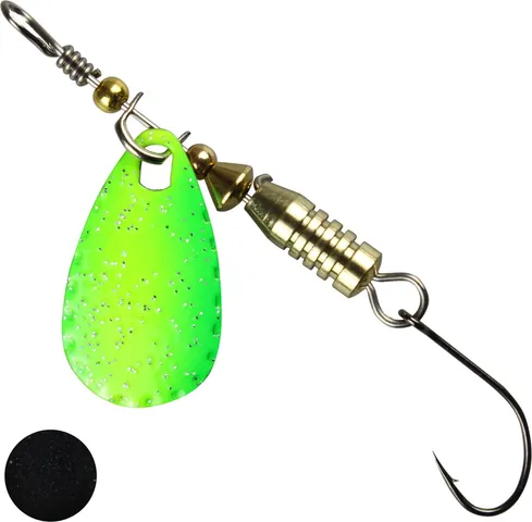 FTM Forellen Blinker Inline-Spinner 2.5g Gelb - Grün Glitter / Schwarz