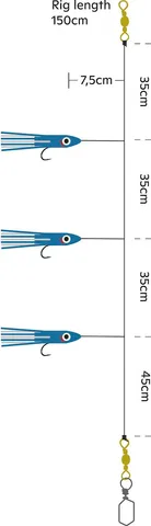 Kinetic Sabiki Oktopus L #6/0 150cm 0,8mm Blau/Rot