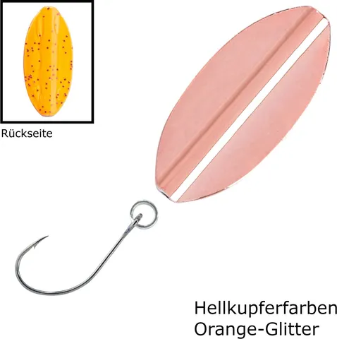 Balzer Metallica Inliner Spoon 3.5cm 3.5g Hellkupferfarben-Orange-Glitter