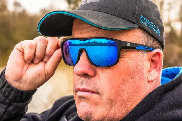 Preston Absolute Ascent Sunglasses Smoke with Ice Blue Revo