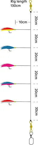 Kinetic Sabiki Rooster Tail Ready-made Rigs #2/0 130cm Black Copper Flash