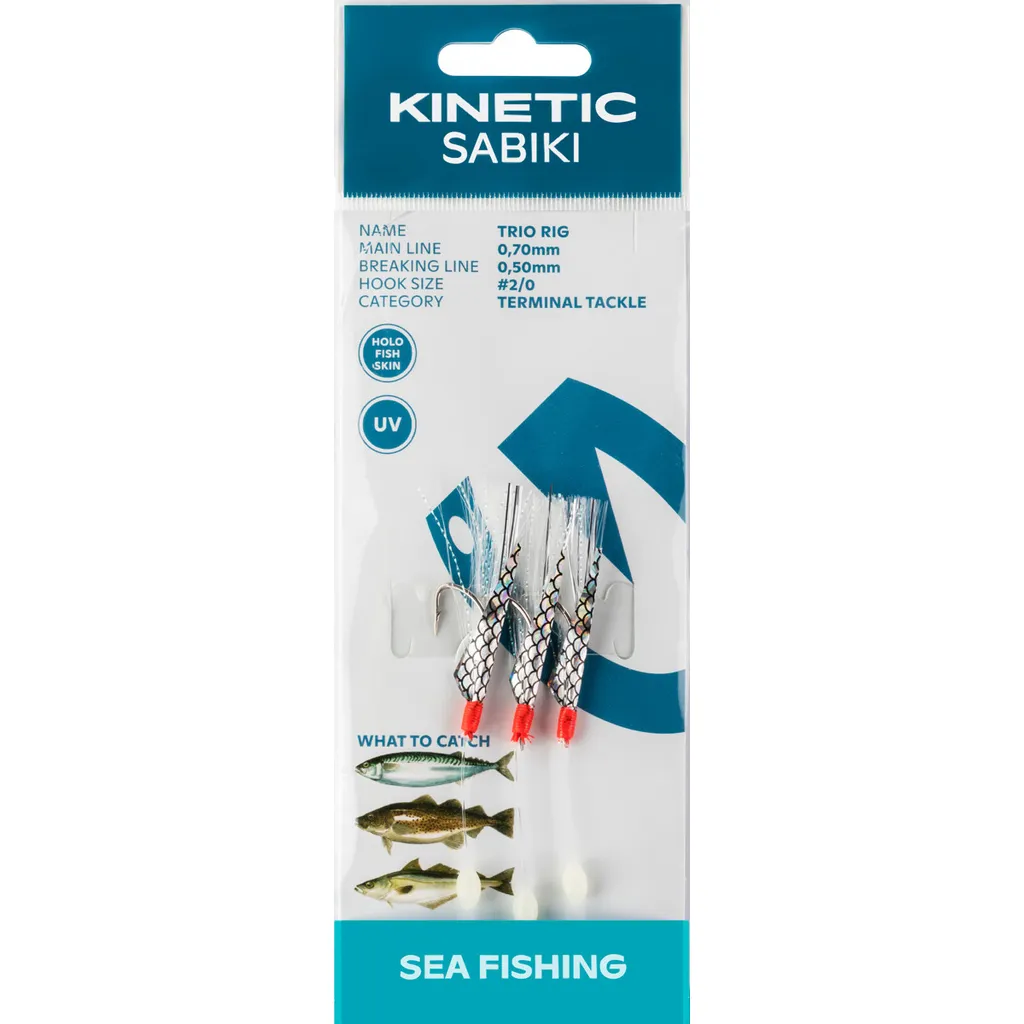 Kinetic Sabiki Trio Vorfachsysteme 240 115cm #2/0 White Flash